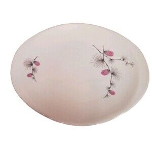 Beautiful Oval White With Purple Accent Design Platter‎ Great Serving